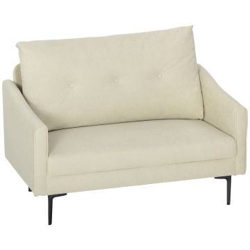 Sofa dwuosobowa, biała, 124 × 92 × 73 cm
