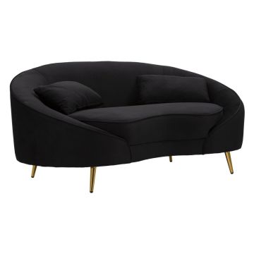 Sofa dwuosobowa Oslo, 2-osobowa z 2 poduszkami, czarno-złota, 148 × 68 × 84 cm