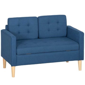 Sofa dwuosobowa ze schowkiem, niebieska, 117 × 78 × 62 cm