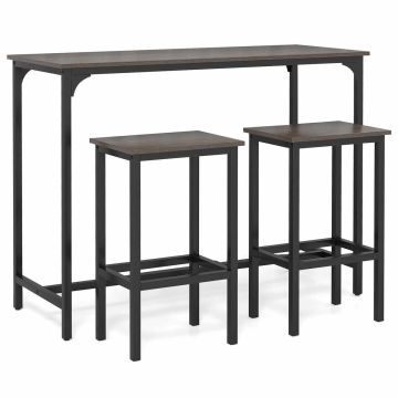 Set of 2 bar stools and table, dark grey/black