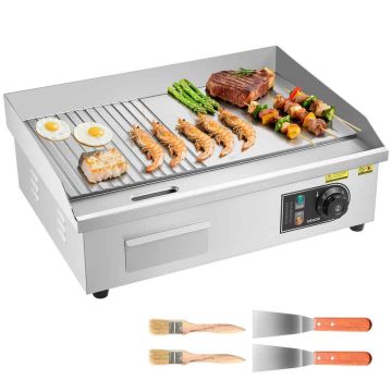 Electric frying pan VEVOR YS-540B-EU, half-grooved and half-flat surface, 59.6 × 47.5 × 27.5 cm