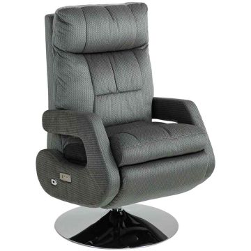 Fotel rozkładany elektrycznie, z podnóżkiem i portem USB, 84 × 118–124 × 69 cm