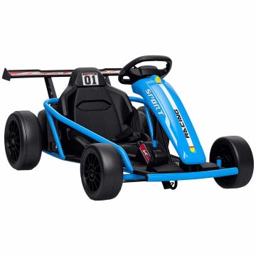 Gokart elektryczny, 2 silniki 24 V, niebieski, 119 × 54 × 77 cm