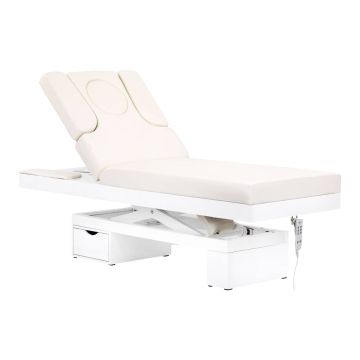 Electric cosmetic bed AZZURRO, with integrated drawer and LED lighting, Sand