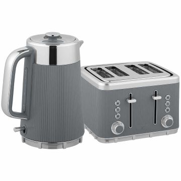 Czajnik elektryczny i toster, 1,7 l, 4 kromki, szary
