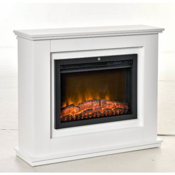 Kominek elektryczny z efektem płomienia 3D LED, biały, 98 × 27,5 × 80 cm