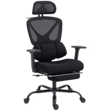 Ergonomic office chair with 3D armrests, black, with mesh backrest