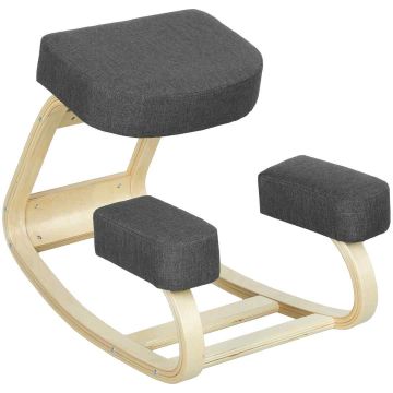 Ergonomiczny fotel klęczący, drewno brzozowe, kolor ciemnoszary, maksymalne obciążenie 120 kg