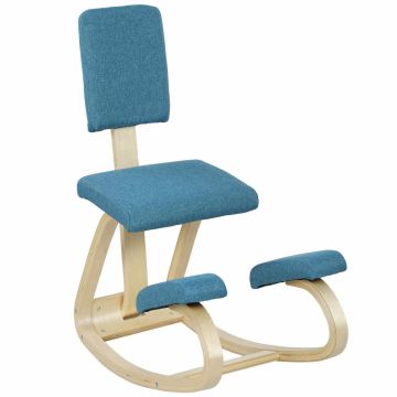 Ergonomiczne krzesło klęczące, ciemnoniebieskie, drewno brzozowe