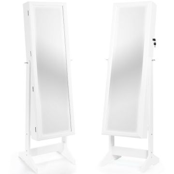 Standing mirror-jewelry cabinet 41x36.5x146cm., white/black