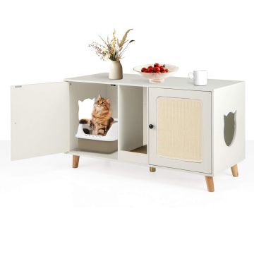 Cat litter box 108x50x60cm., white/light brown
