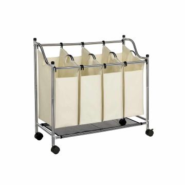 Laundry basket on wheels 4 x 35 L, beige