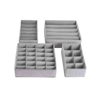 Folding box set, 4 pieces, light grey