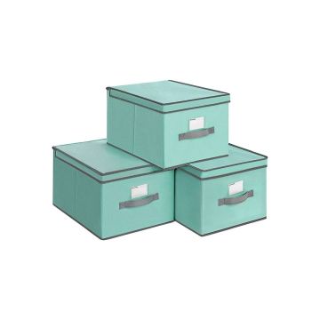 Set of boxes with lids 40 x 30 x 25 cm., 3 pieces, green