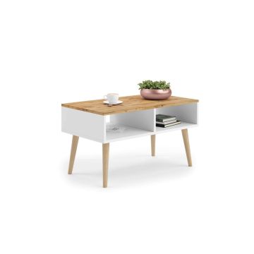 Stolik kawowy w stylu skandynawskim Sandi 90x55x50cm, kolor naturalnego drewna