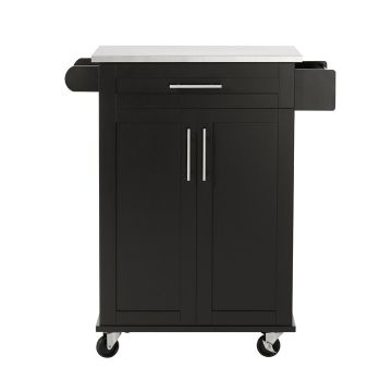 Kitchen cabinet on wheels 80x90x46cm., black/silver color