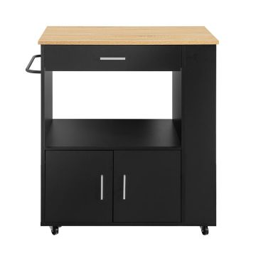 Kitchen cabinet on wheels 82x46x88cm., black/light brown