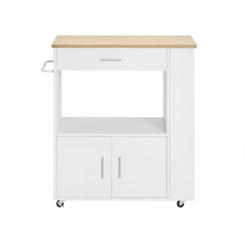Kitchen cabinet on wheels 82x46x88cm., white/light brown