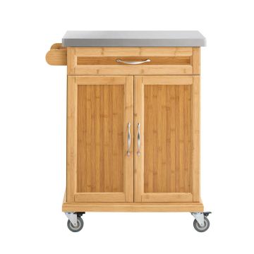 Kitchen cabinet on wheels 74x46x92cm., light brown/silver color