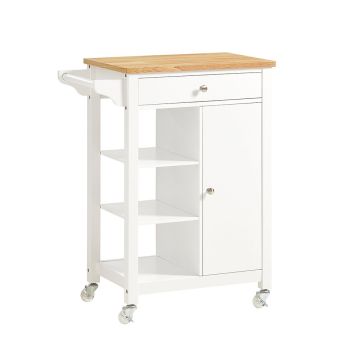 Kitchen cabinet on wheels 68x40x86cm., white/light brown