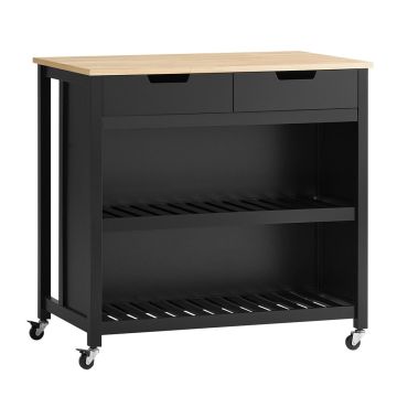 Kitchen cabinet on wheels 98x58x94cm., black/light brown