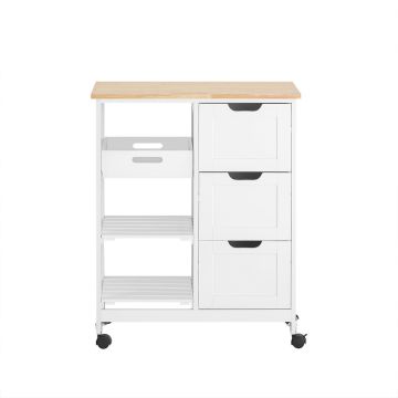 Kitchen cabinet on wheels 67x37x84cm., white/light brown
