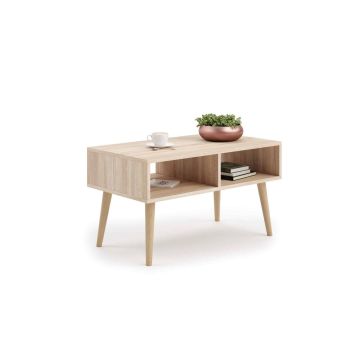 Stolik kawowy w stylu skandynawskim Sandi 90x55x50cm, beżowo-biały