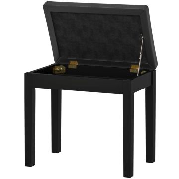Piano bench, With storage compartment, Black, 55 × 50 × 34 cm
