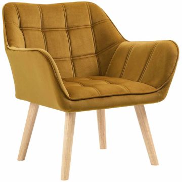 Fotel Homcom 67x61,5x71cm, żółty/jasnobrązowy