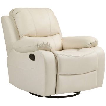 Armchair with footstool Homcom 93x100x98cm., cream color