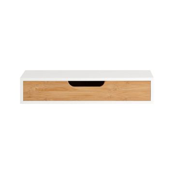 Półka ścienna wisząca z szufladą 40x25x8cm, kolor jasnobrązowy/biały