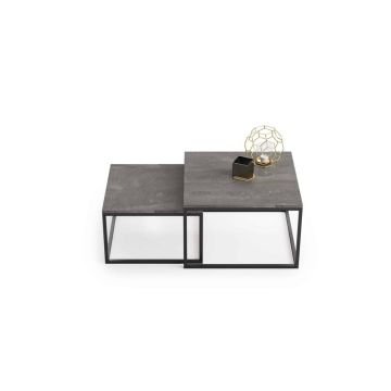 Stolik kawowy w kolorze betonu Twin 70x70x42cm / 60x60x36 cm, ciemnoszary