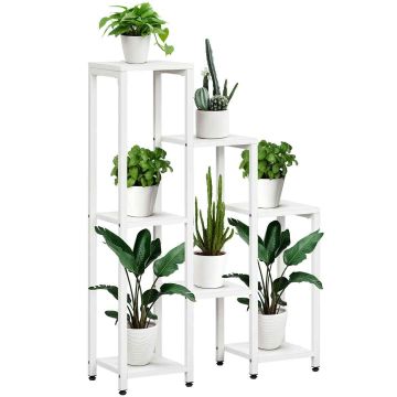 Flower stand, 7 shelves, White, 65 × 23 × 94.5 cm