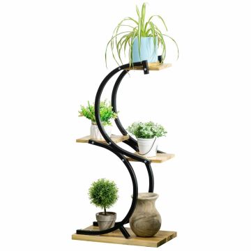 Flower stand Outsunny 46x25x91cm., black/light brown
