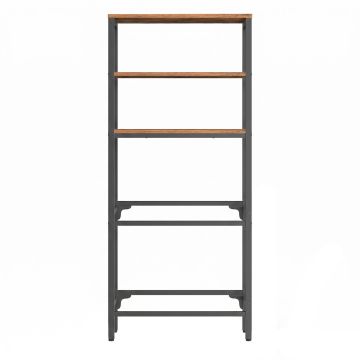 Stojak na skrzynki na napoje SONGMICS, 2 poziomy, na 4 skrzynki, brązowo-czarny, 36,4 × 180 × 70,4 cm