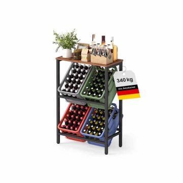 Stojak na skrzynki na napoje SONGMICS, 2 poziomy, mieści 6 skrzynek, 40 × 117,3 × 70,4 cm
