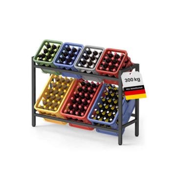 SONGMICS BSC303B01 regał na skrzynki na napoje, 2-poziomowy, do 6 skrzynek, 105 × 81,1 × 36 cm
