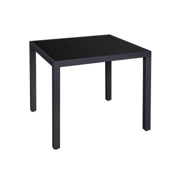 Stolik tarasowy z czarnym szklanym blatem 85x85x73cm