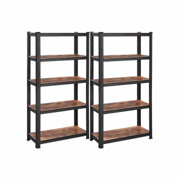 Zestaw półek magazynowych o wysokości 150 cm, 2 szt., kolor czarno-vintage