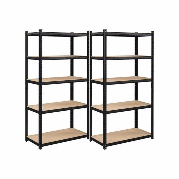 Storage shelf set of 2, 200 x 100 x 50 cm, black
