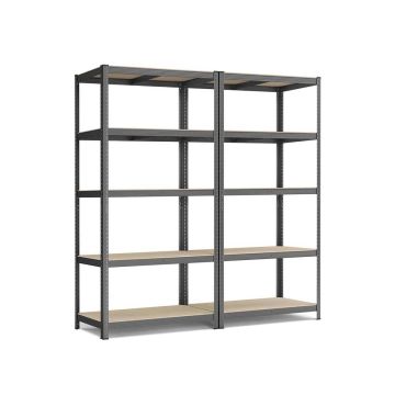 Zestaw 2 półek magazynowych 50x100x200cm, ciemnoszary/jasnobrązowy
