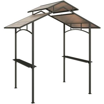 Altana grillowa Aosom 84C-218, dach podwójny, czarno-brązowy, 240 × 250 × 150 cm