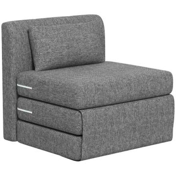 Sofa rozkładana, trójskładana, szara, 80 × 203 × 74 cm