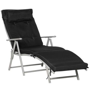 Leżak Outsunny 178x63,5x70cm, czarno-srebrny