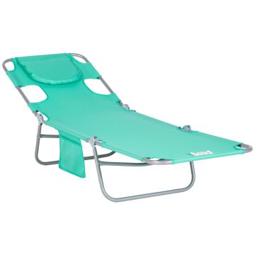 Leżak Outsunny 185x55x29cm, zielono-srebrny