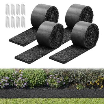 Rubber mulch mats VEVOR HJ6004-2, 4 pcs, Black, 305 × 11.5 × 1.3 cm