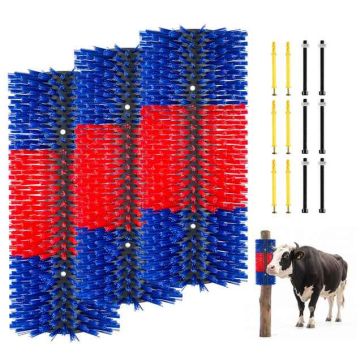 Animal scratching brushes VEVOR FL-CBB011, 3 pcs, Blue/red/black, 435 × 190 × 100 mm