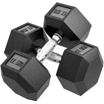 Dumbbell set, 2 × 17.5 kg, hexagonal