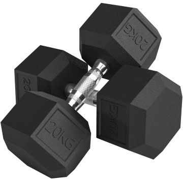 Dumbbell set, 2 × 20 kg, hexagonal