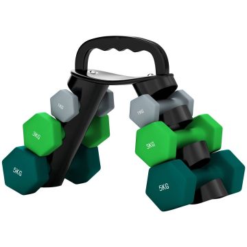 Dumbbell set, 6 pcs. with stand